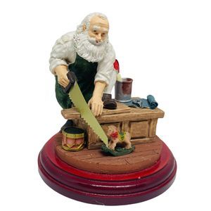 Santa Claus in his workshop PR made in Taiwan 5” Wood Base 5” Tall